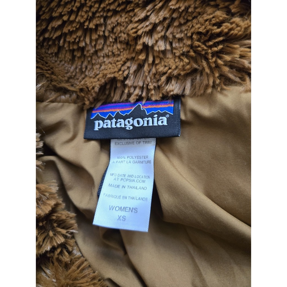 Patagonia Pelage Ladies‎ Jacket Bear Brown XS Pockets Zipper Snap Button Collar - Picture 4 of 15